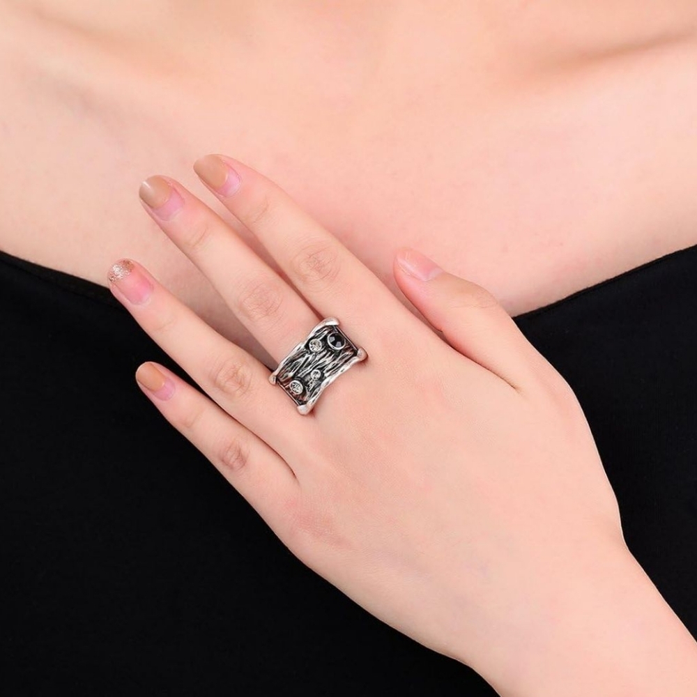 Gothic Crystal Statement Ring - image 2